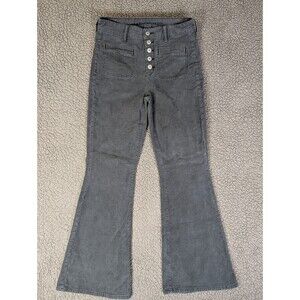 American Eagle Corduroy Super Hi Rise Flare Gray Jeans 28x29 Women's Sz 6